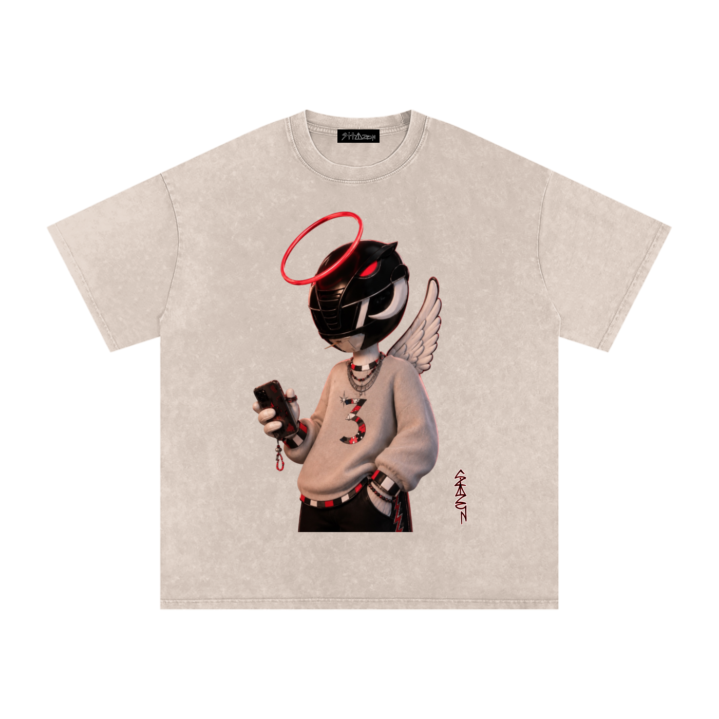 sitazen “Power Angel” Snow Washed Oversized Tee