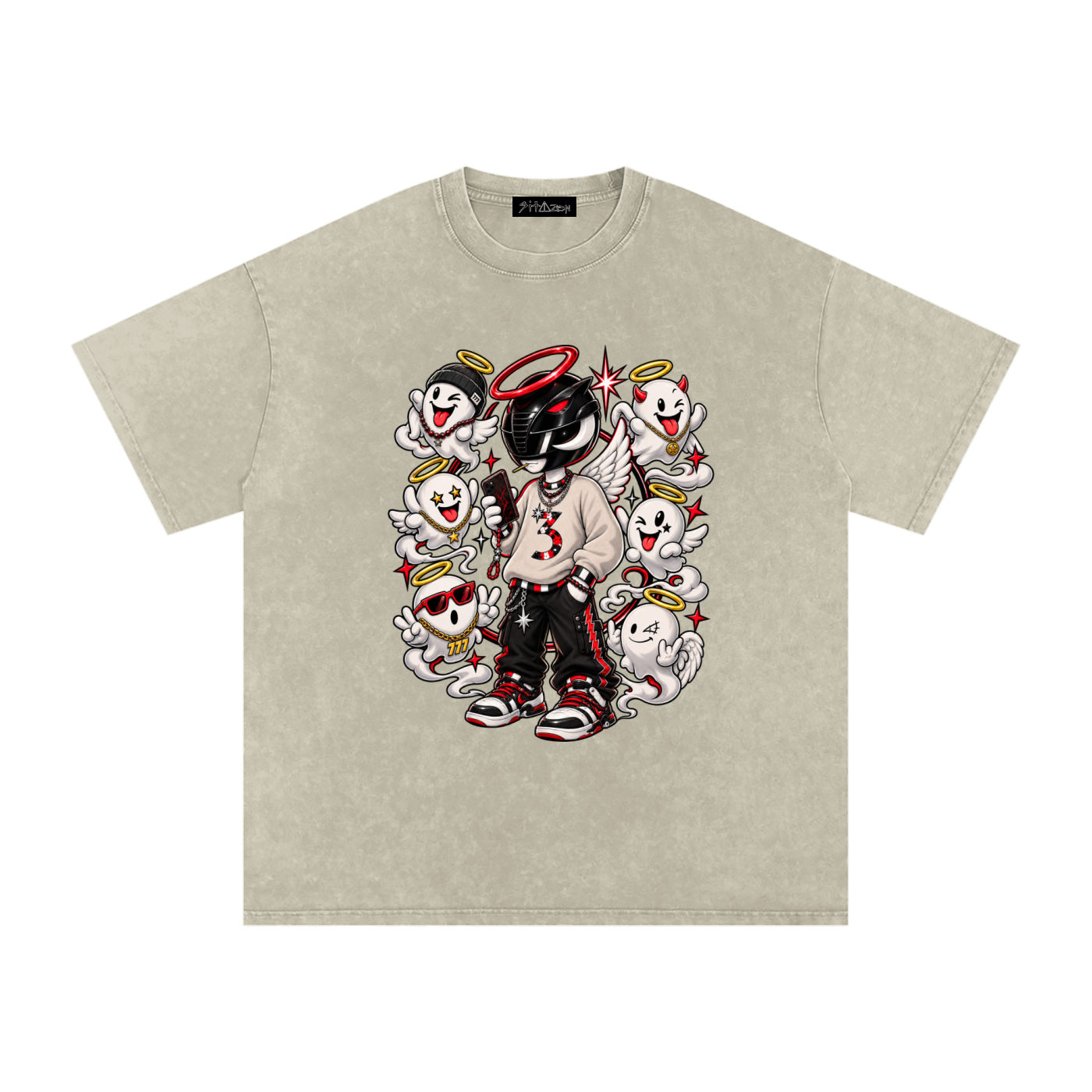 sitazen “Power Angel: Ghost Crew” Snow Washed Oversized Tee