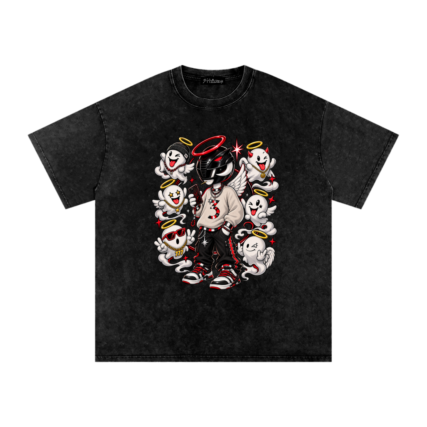 sitazen “Power Angel: Ghost Crew” Snow Washed Oversized Tee