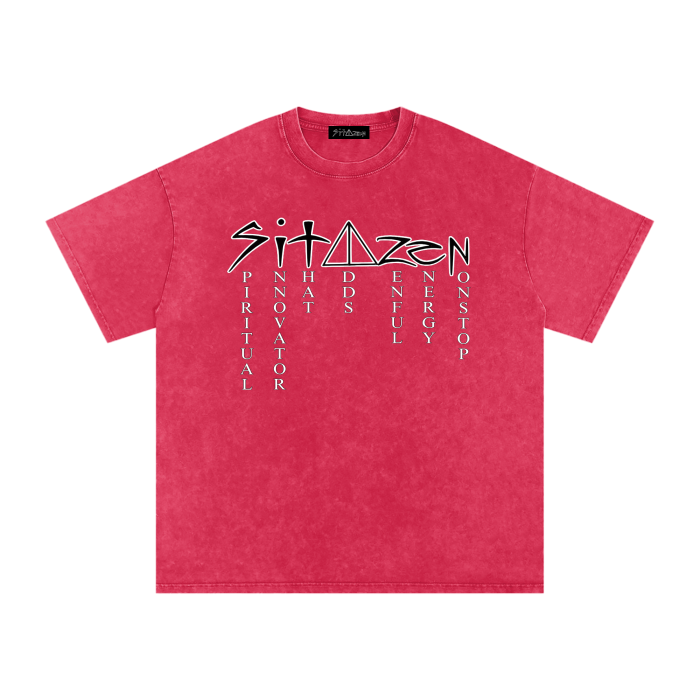 sitazen “Description” Snow Washed Oversized Tee