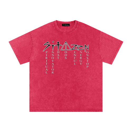 sitazen “Description” Snow Washed Oversized Tee
