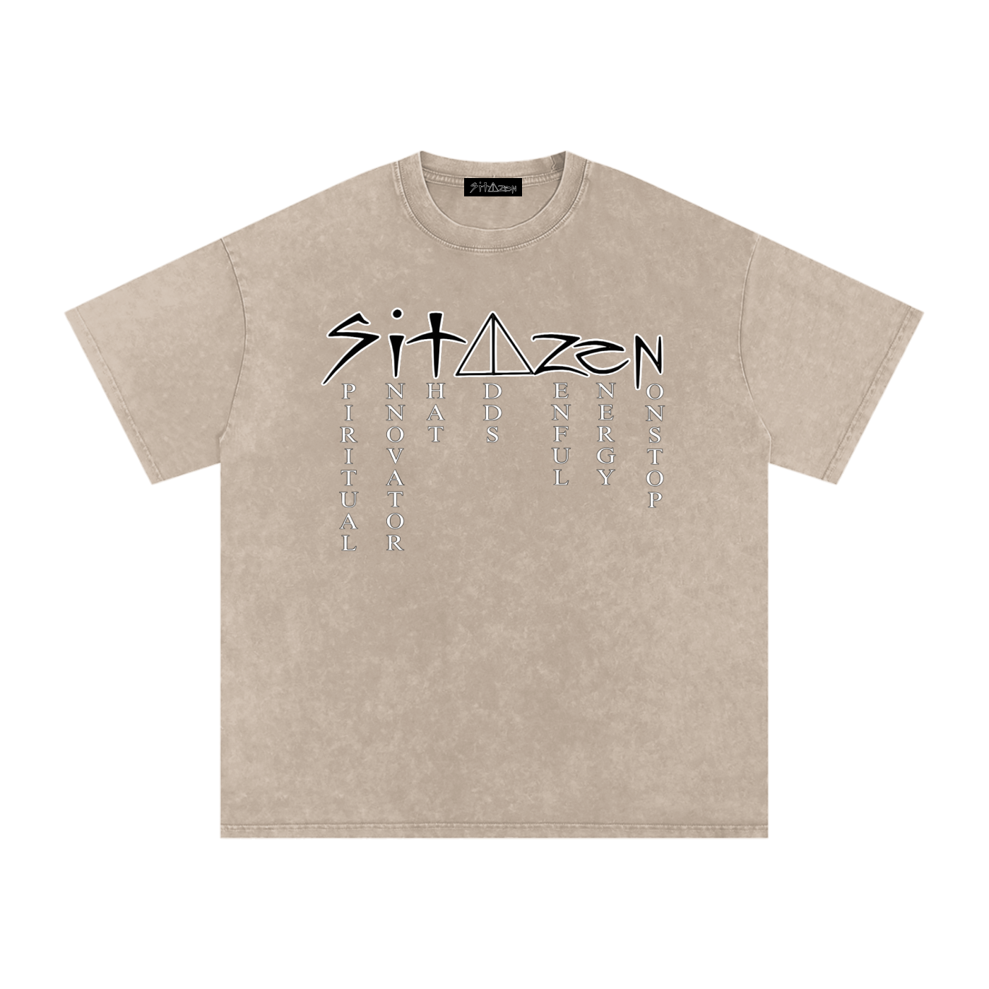 sitazen “Description” Snow Washed Oversized Tee