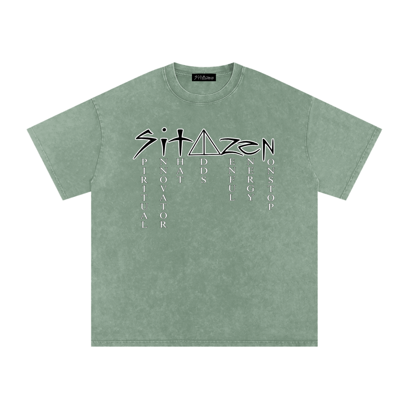 sitazen “Description” Snow Washed Oversized Tee