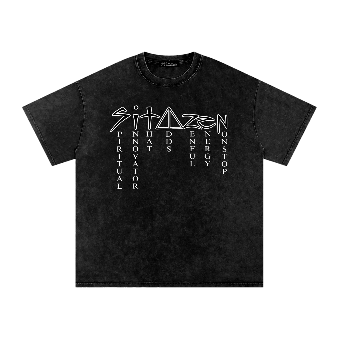 sitazen “Description” Snow Washed Oversized Tee