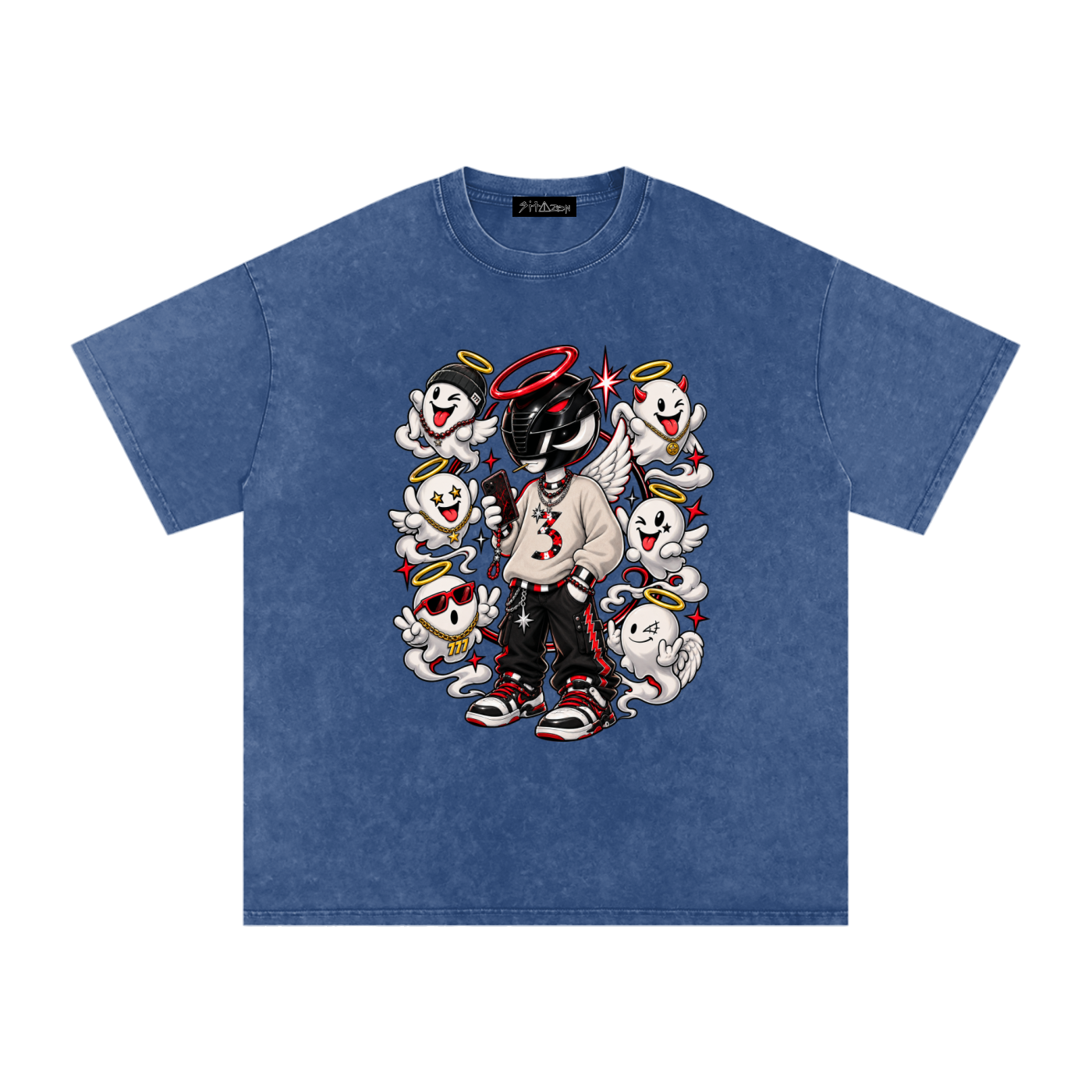 sitazen “Power Angel: Ghost Crew” Snow Washed Oversized Tee