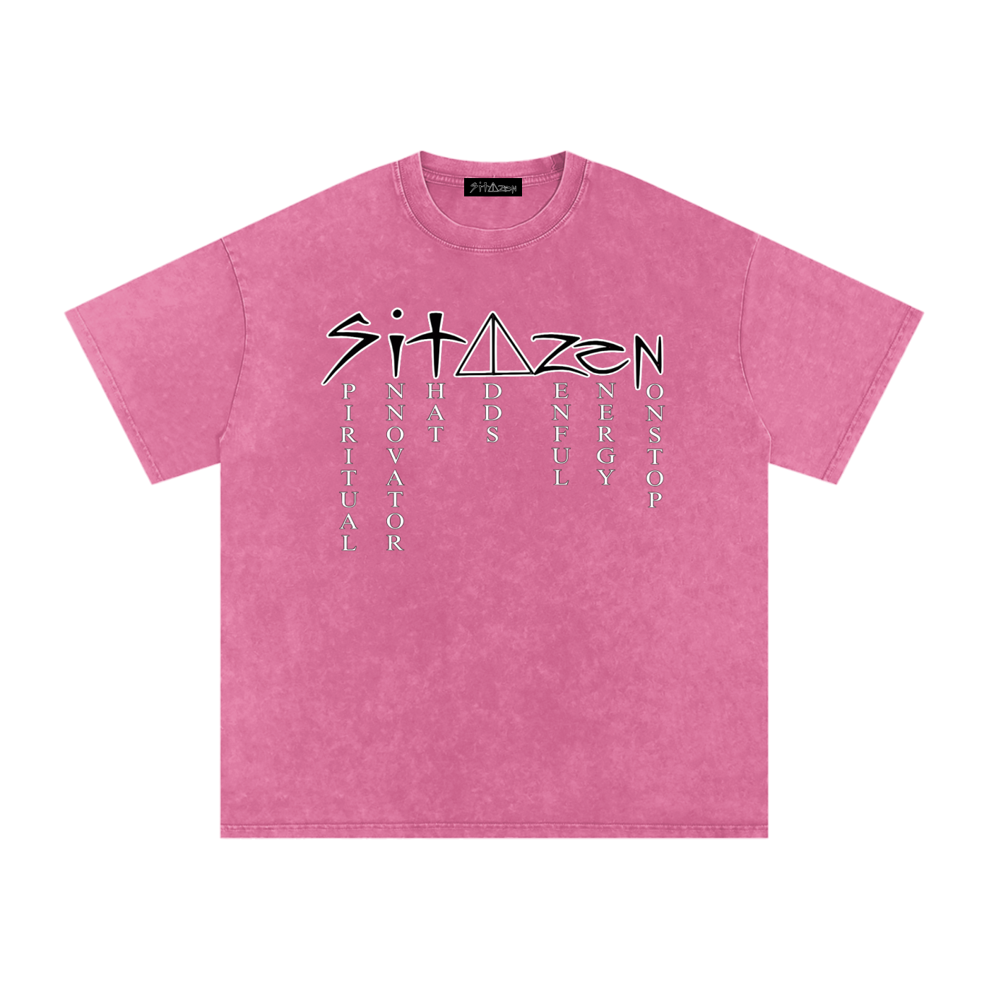 sitazen “Description” Snow Washed Oversized Tee